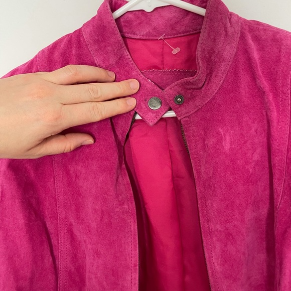 NWT hot pink Moto leather jacket zip up petite small - Picture 6 of 13